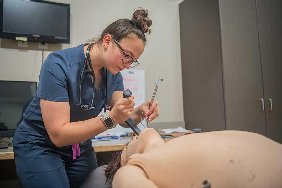 Medical student working